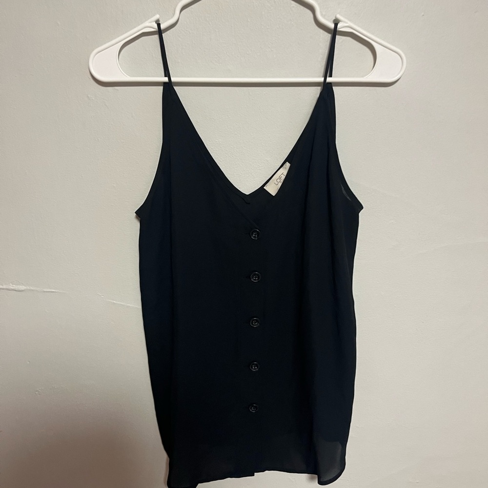 LOFT Elegant Black Camisole with Buttons